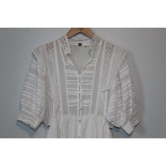 FP One Free People Sydney Dress Ivory Crochet Lace No Belt Womens Size XS H14560 - Picture 4 of 16